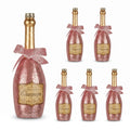 Christabelle 6 Pink Glass Christmas Baubles Champagne Bottle Quirky 14cm Xmas Tree Decorations Hanging Ornaments