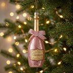 Christabelle 6 Pink Glass Christmas Baubles Champagne Bottle Novelty 14cm Xmas Tree Decorations Hanging Ornaments