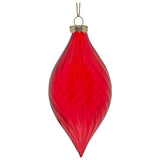 Christabelle Box of 6 Glossy Red Glass Teardrop Baubles with Swirl Pattern