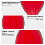 Christabelle Box of 6 Glossy Red Glass Teardrop Baubles with Swirl Pattern