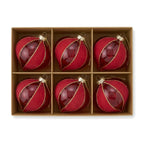Christabelle 6 Red Glass Christmas Baubles Onion Shape 10cm Xmas Tree Decorations Hanging Ornaments Gift Boxed Set