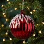 Christabelle 6 Red Glass Christmas Baubles Jewel Ice Drips 8cm Xmas Tree Decorations Hanging Ornaments Gift Boxed Set