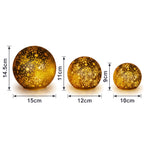 Christabelle 3 Gold Glass Christmas LED Light Up Spheres Patterned Table Decor Xmas Ornaments Battery Operated