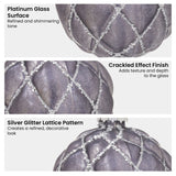 Christabelle Platinum Glass Baubles 6Pcs with Glittered Lattice Pattern Balls Christmas Tree Decoration Ornament
