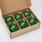 Christabelle 6 Green Glass Christmas Baubles Shimmer Wave 8cm Xmas Tree Decorations Hanging Ornaments Gift Boxed Set