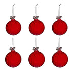 Christabelle 6 Red Glass Christmas Baubles Jewelled Top 8cm Xmas Tree Decorations Hanging Ornaments Gift Boxed Set