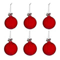 Christabelle 6 Red Glass Christmas Baubles Jewelled Top 8cm Xmas Tree Decorations Hanging Ornaments Gift Boxed Set