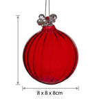 Christabelle 6 Red Glass Christmas Baubles Jewelled Top 8cm Xmas Tree Decorations Hanging Ornaments Gift Boxed Set