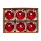 Christabelle 6 Red Glass Christmas Baubles Jewelled Top 8cm Xmas Tree Decorations Hanging Ornaments Gift Boxed Set