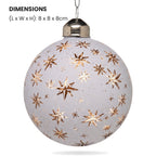 Christabelle 6 White Glass Christmas Baubles Gold Star 8cm Xmas Tree Decorations Hanging Ornaments Gift Boxed Set