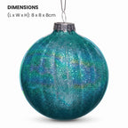 Christabelle 6 Teal Glass Christmas Baubles Textured Gloss 8cm Xmas Tree Decorations Hanging Ornaments Gift Boxed Set