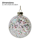 Christabelle Clear Glass Baubles 6Pcs with Colourful Sequins Balls Christmas Tree Decoration Ornament