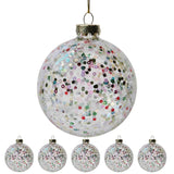Christabelle Clear Glass Baubles 6Pcs with Colourful Sequins Balls Christmas Tree Decoration Ornament