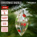 Christabelle Clear Glass Teardrop Baubles 6Pcs Balls Christmas Tree Decoration Ornament