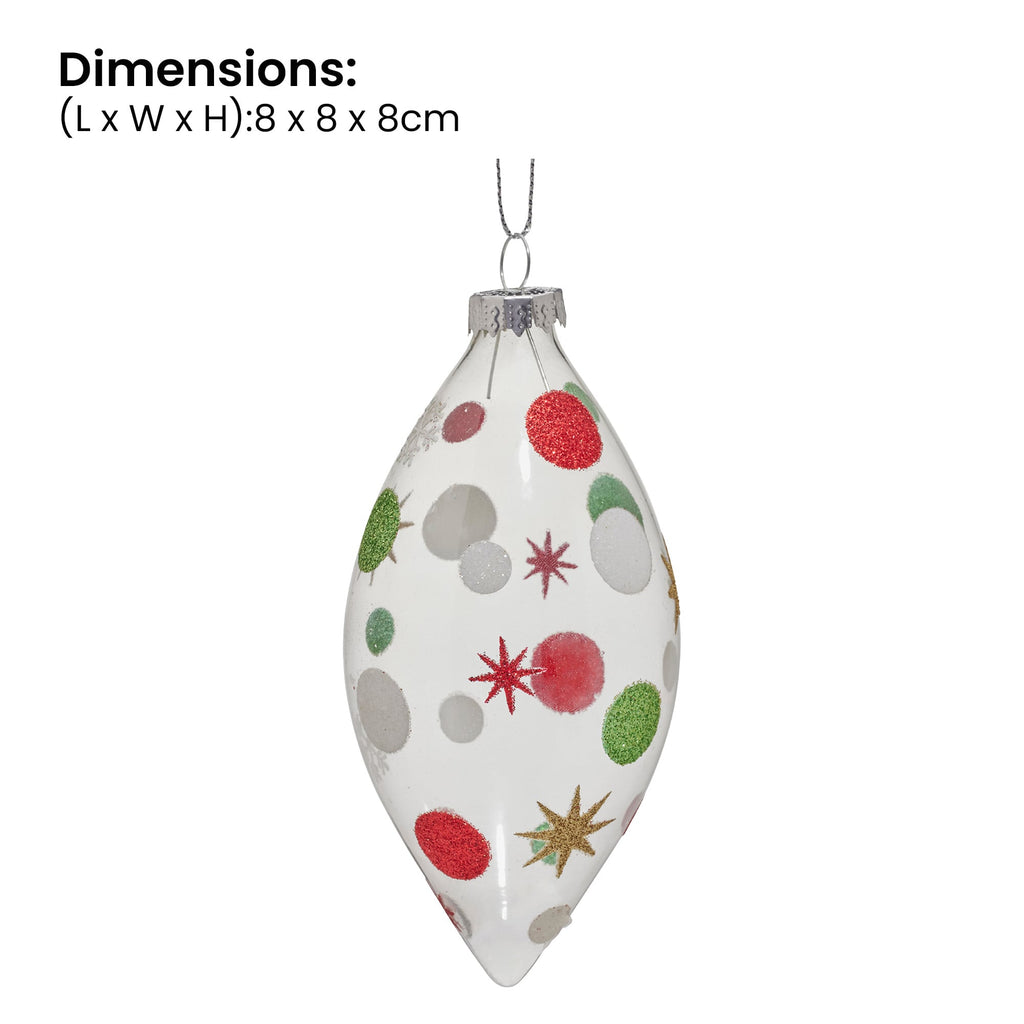 Christabelle Clear Glass Teardrop Baubles 6Pcs Balls Christmas Tree Decoration Ornament