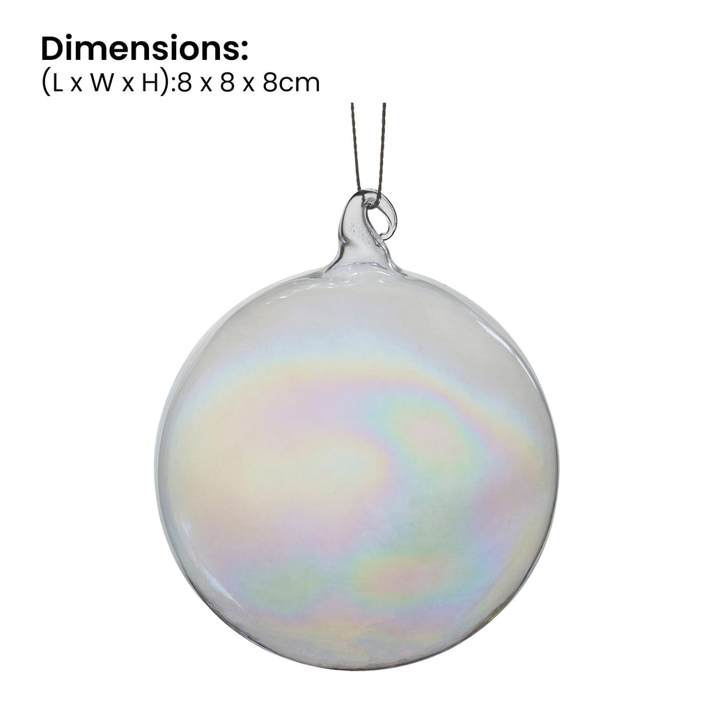 Christabelle Box of 6 Pure Clear Glass Baubles with Iridescent Shine