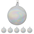Christabelle Box of 6 Pure Clear Glass Baubles with Iridescent Shine