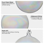 Christabelle Box of 6 Pure Clear Glass Baubles with Iridescent Shine