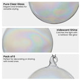 Christabelle Box of 6 Pure Clear Glass Baubles with Iridescent Shine