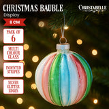 Christabelle Multi-Colour Glass Baubles 6Pcs Balls Christmas Tree Decoration Ornament