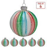 Christabelle Multi-Colour Glass Baubles 6Pcs Balls Christmas Tree Decoration Ornament