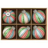Christabelle Multi-Colour Glass Baubles 6Pcs Balls Christmas Tree Decoration Ornament