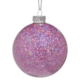 Christabelle Box of 6 Purple Glass Baubles with Glittered Surface
