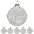Christabelle Box of 6 Clear Glass Baubles with Sparkle Swirls and Pearls