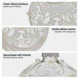 Christabelle Box of 6 Clear Glass Baubles with Glitter Swirls and Pearls