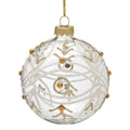 Christabelle Box of 6 Clear Glass Baubles with Glitter Swirls and Gold Pearls