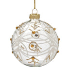 Christabelle Box of 6 Clear Glass Baubles with Glitter Swirls and Gold Pearls