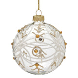 Christabelle Box of 6 Clear Glass Baubles with Glitter Swirls and Gold Pearls