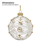 Christabelle Box of 6 Clear Glass Baubles with Glitter Swirls and Gold Pearls