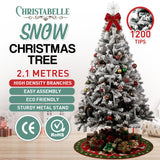 2.1m Christabelle Snow-Tipped Snow Flocked Artificial Christmas Tree 1200 Tips