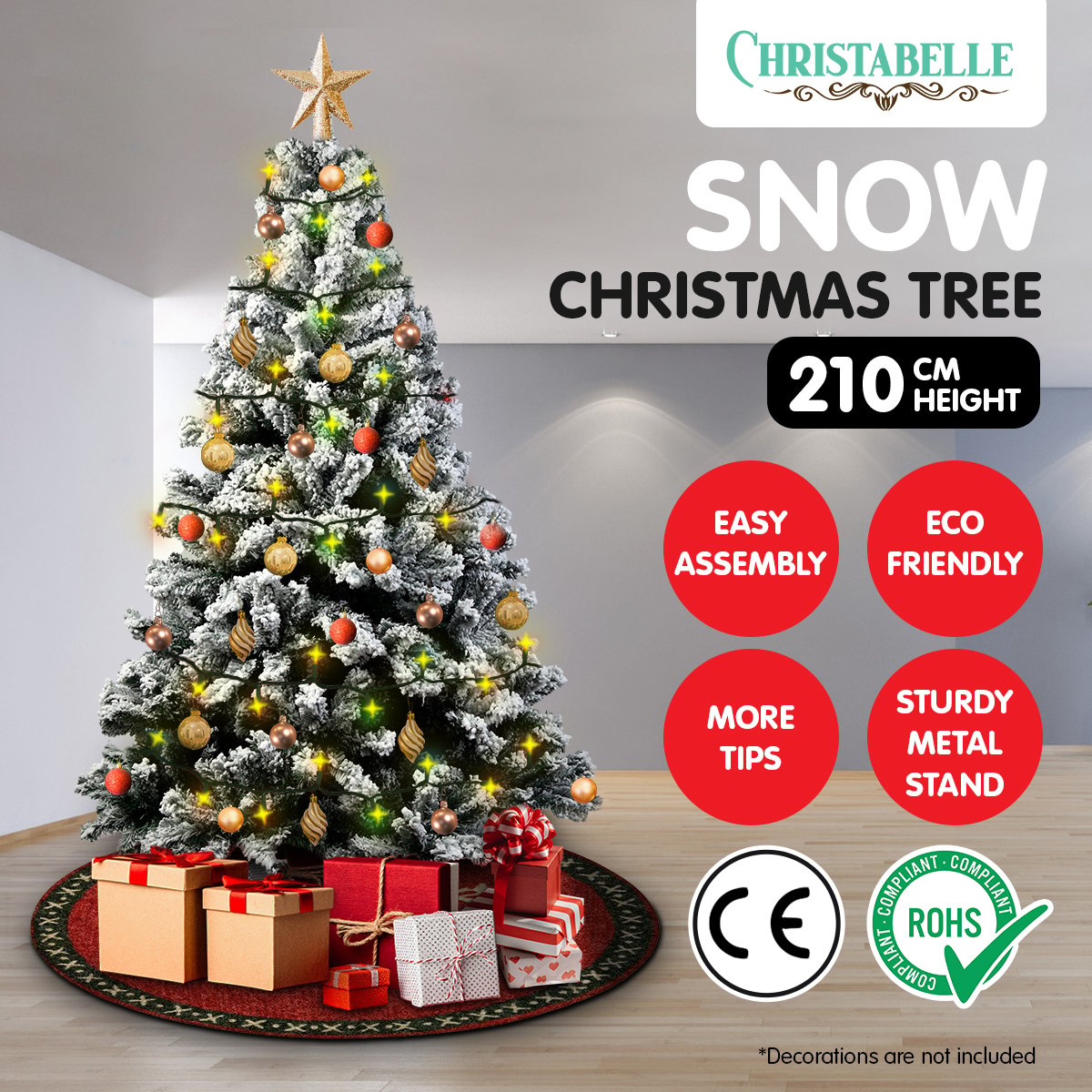 2.1m Christabelle Snow-Tipped Snow Flocked Artificial Christmas Tree 1200 Tips