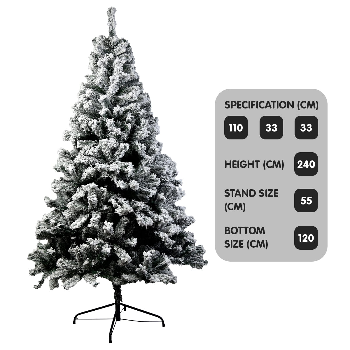 2.4m Christabelle Snow-Tipped Snow Flocked Artificial Christmas Tree 1500 Tips