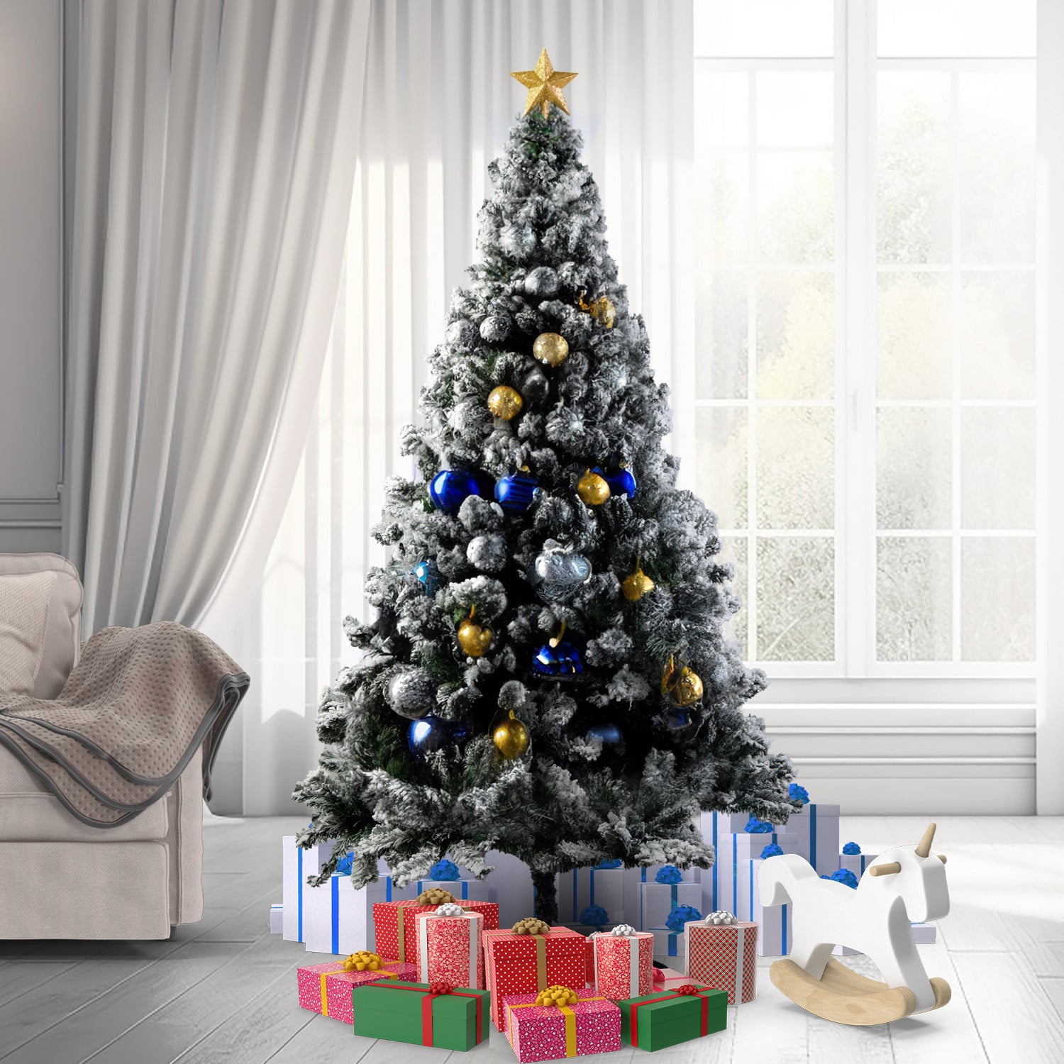 1.5m Christabelle Snow-Tipped Snow Flocked Artificial Christmas Tree - 550 Tips