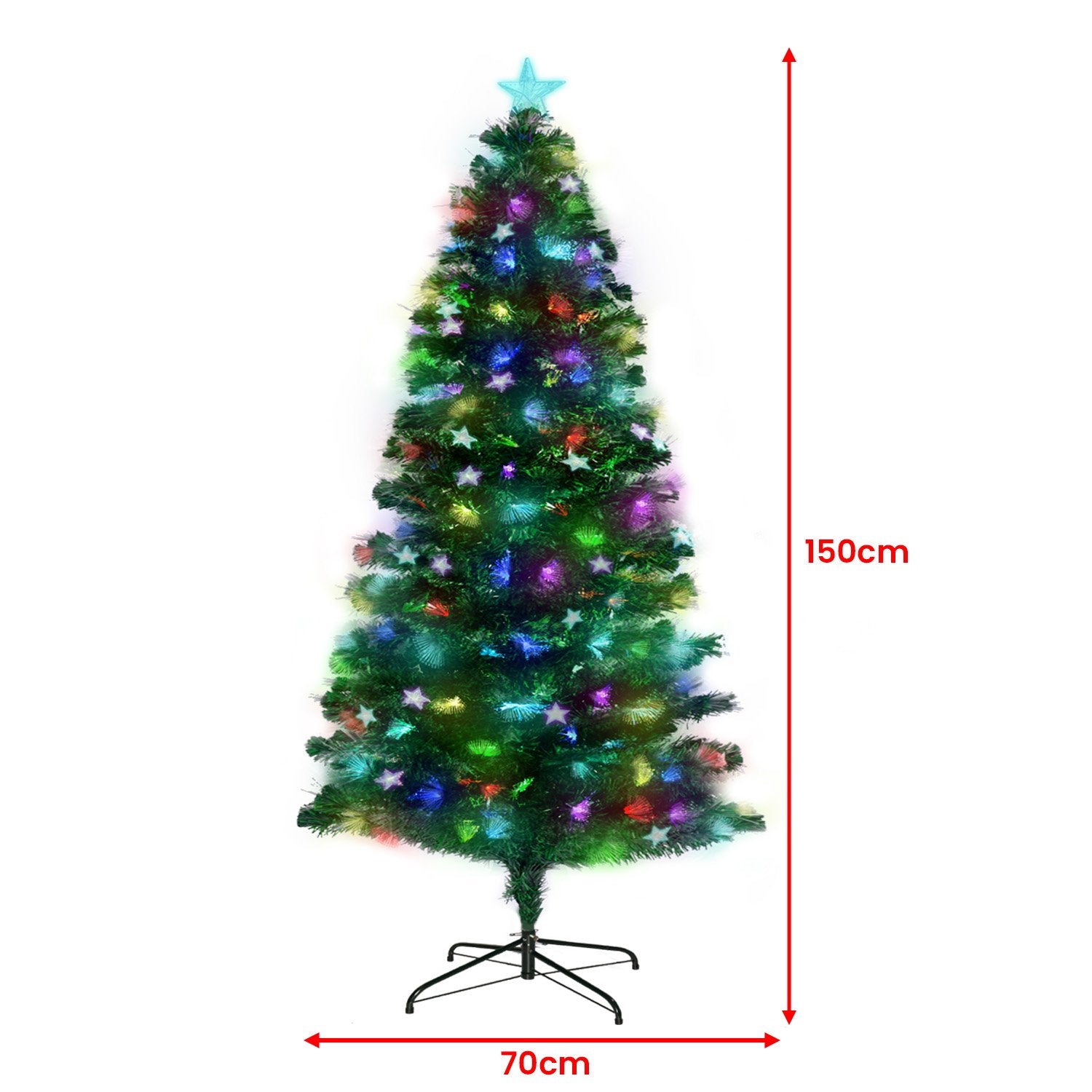 1.5m Christabelle Enchanted Pre Lit Fibre Optic Christmas Tree Stars