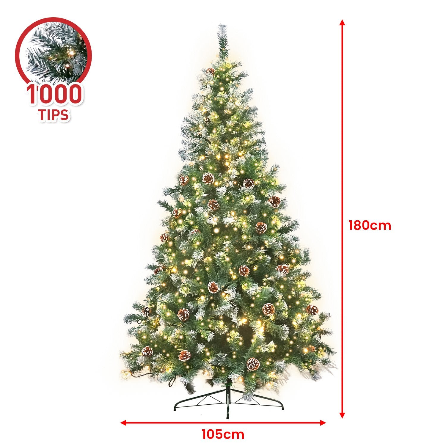 1.8m Christabelle Pre Lit LED Christmas Tree with Pine Cones