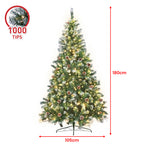 1.8m Christabelle Pre Lit LED Christmas Tree with Pine Cones