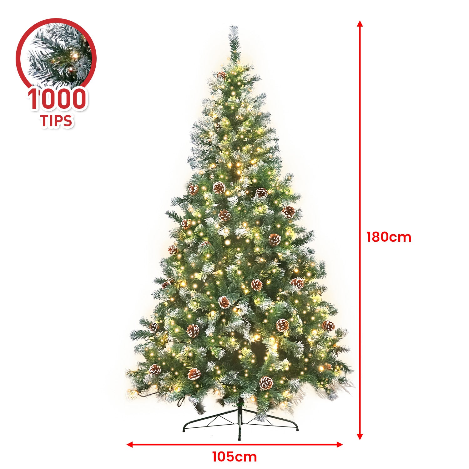 1.8m Christabelle Pre Lit LED Christmas Tree with Pine Cones
