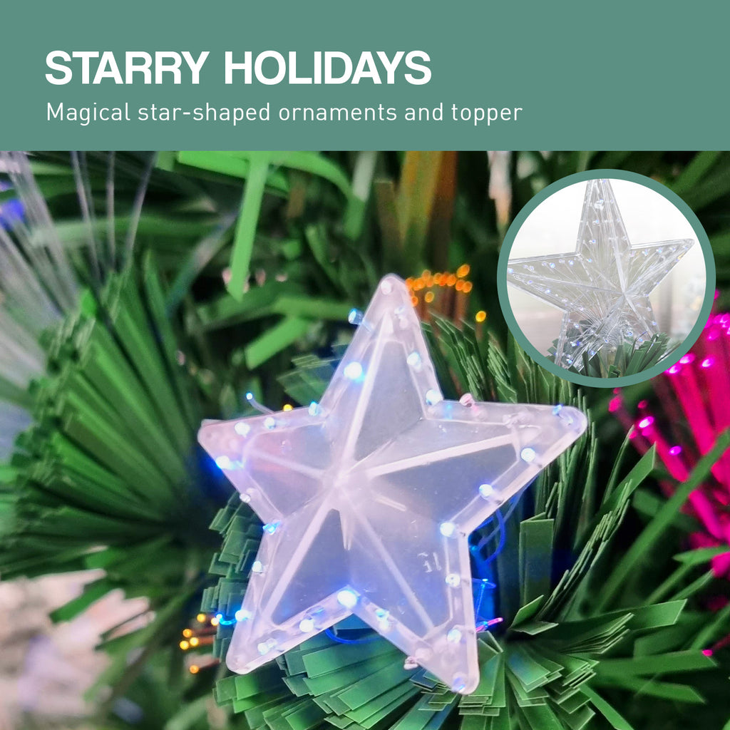 1.8m Christabelle Enchanted Pre Lit Fibre Optic Christmas Tree Stars