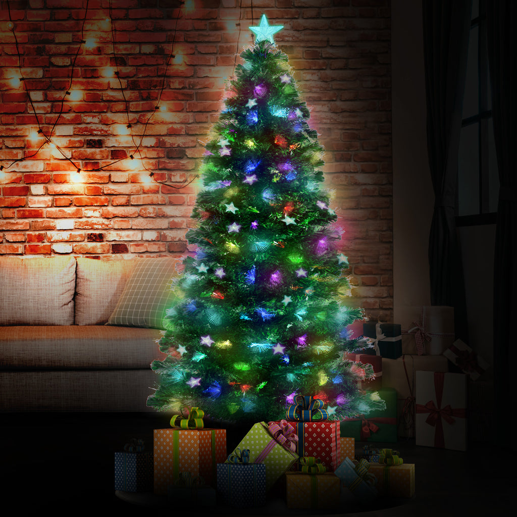 1.8m Christabelle Enchanted Pre Lit Fibre Optic Christmas Tree Stars