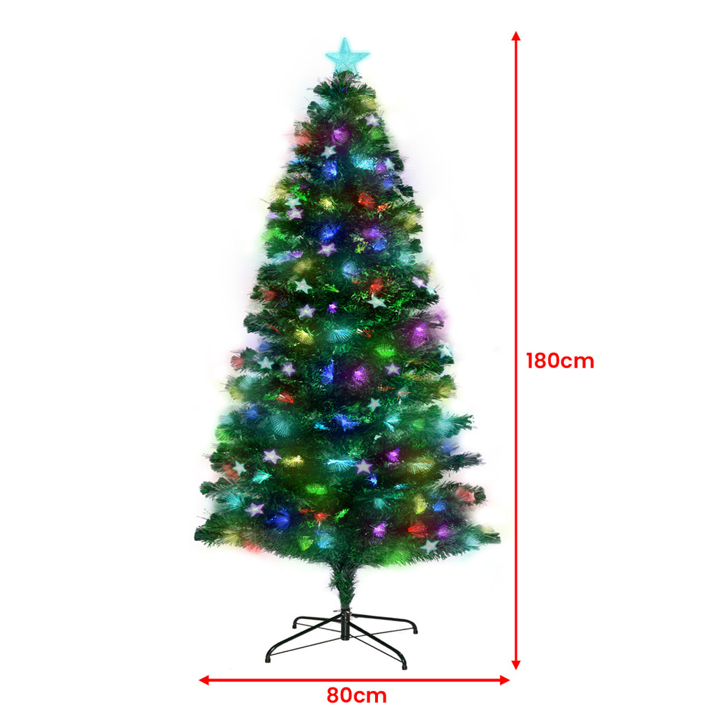 1.8m Christabelle Enchanted Pre Lit Fibre Optic Christmas Tree Stars