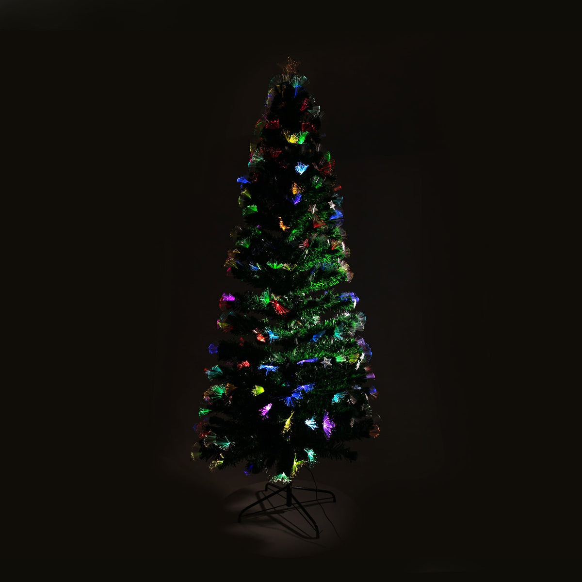 Christabelle 2.4m 8ft Pre-Lit Fibre Optic Artificial Christmas Tree with Multicolour Twinkling Star Lights