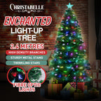 2.4m Christabelle Enchanted Pre Lit Fibre Optic Christmas Tree Stars