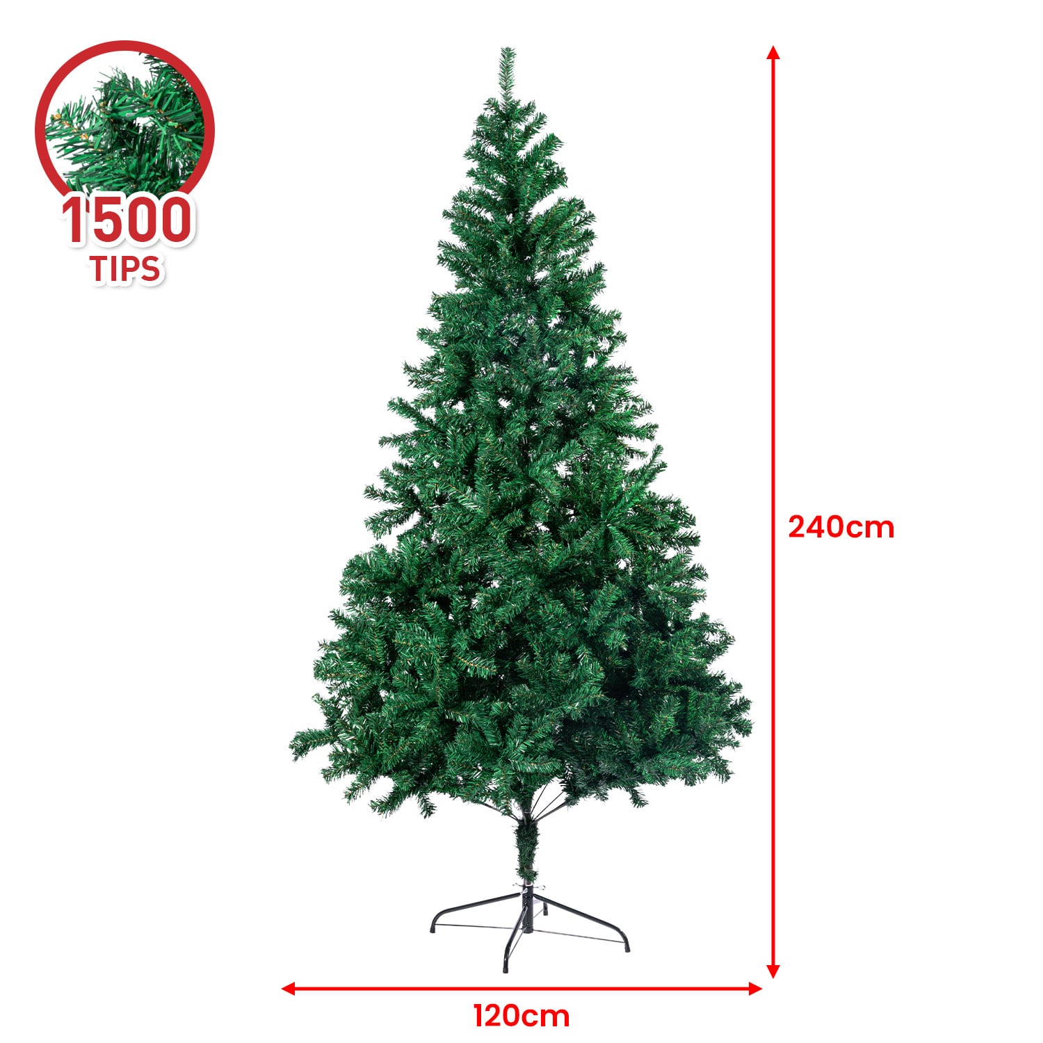 2.4m Christabelle Green Artificial Christmas Tree - 1500 Tips