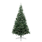 Christabelle 2.7m 9ft Pre-Lit LED Artificial Christmas Tree with Snow Tipped Needles Pine Cones Stand