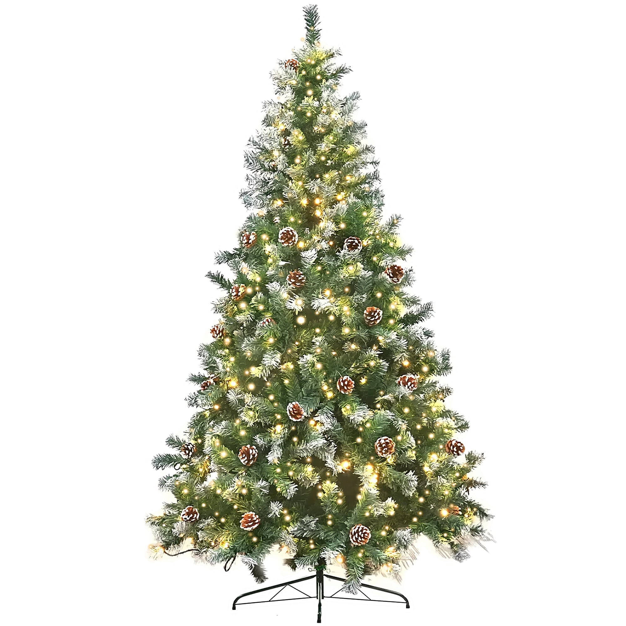 Christabelle 1.2m Pre-Lit LED Artificial Christmas Tree with Snow Tipped Needles Pine Cones Stand