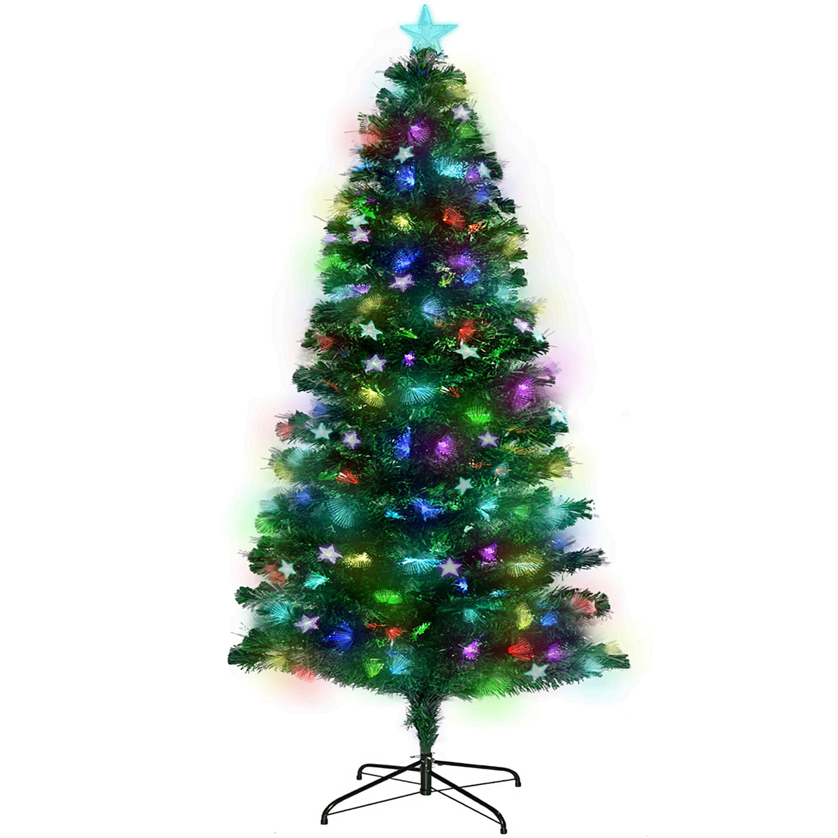 Christabelle 1.2m Pre-Lit Fibre Optic Artificial Christmas Tree with Multicolour Twinkling Star Lights